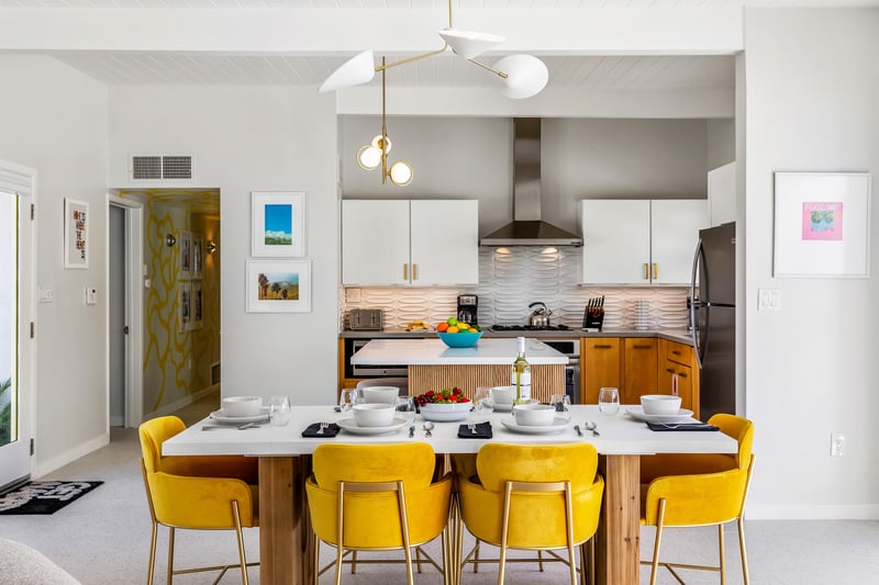 Dining table set for six