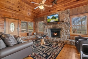 stone fireplace