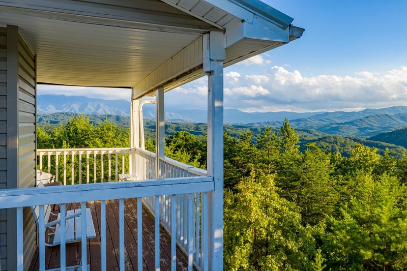 Upper porch view at Black Bear Ridge, a 3bedroom cabin rental located in Pigeon Forge
