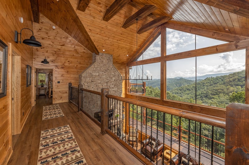 Upstairs catwalk with large windows