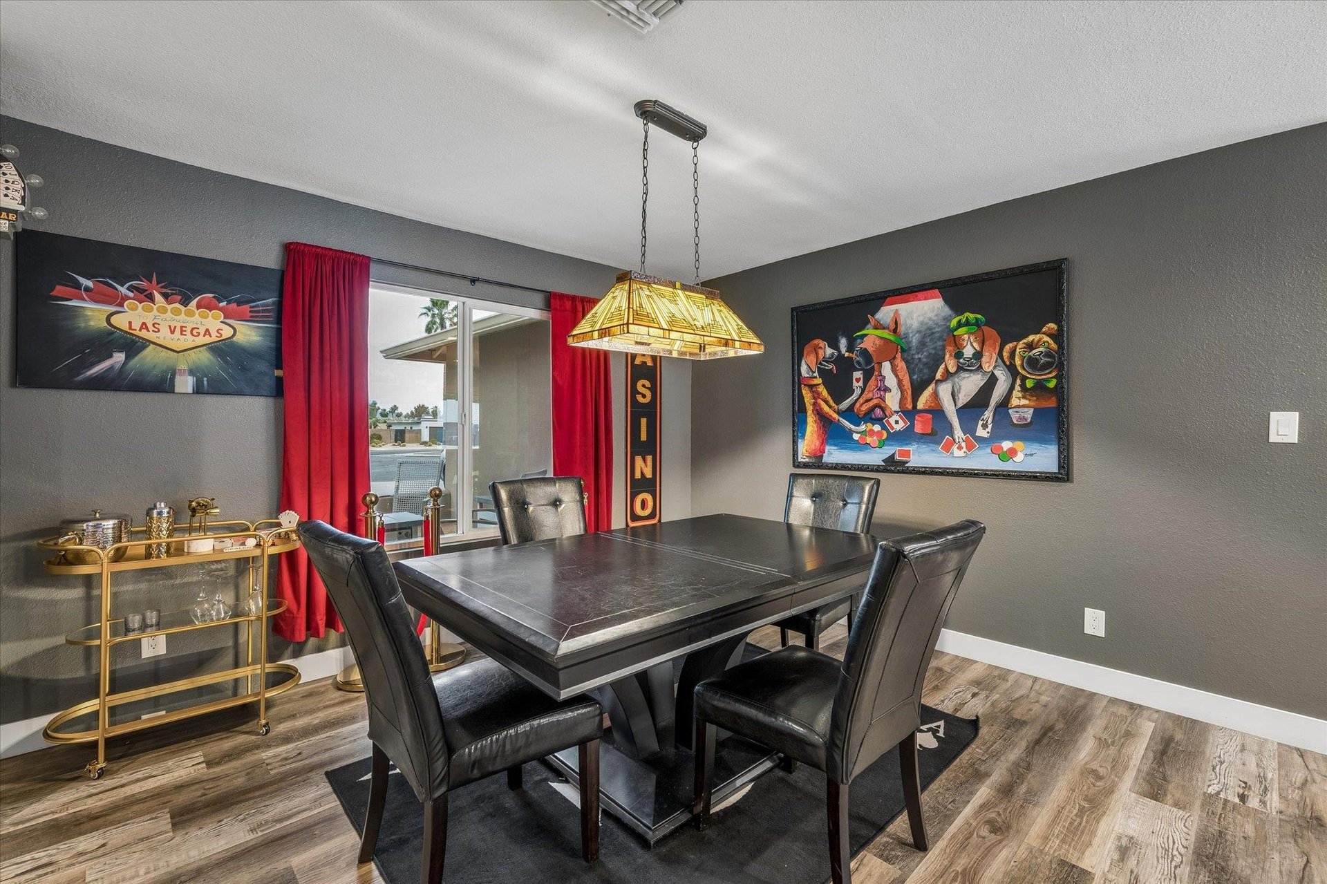 Top leaf comes off the dining room table to reveal a custom game table