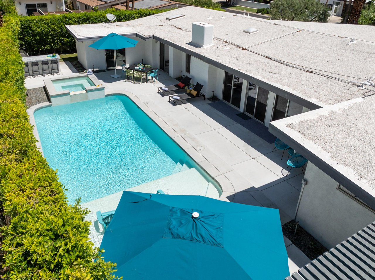 Aerial view of the backyard.