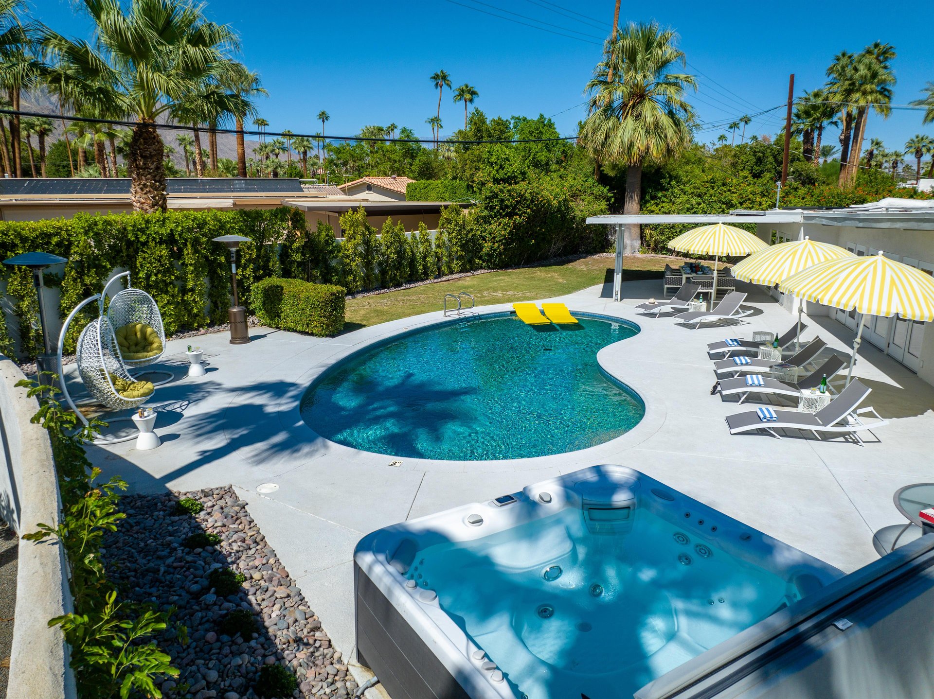 Aerial views of backyard