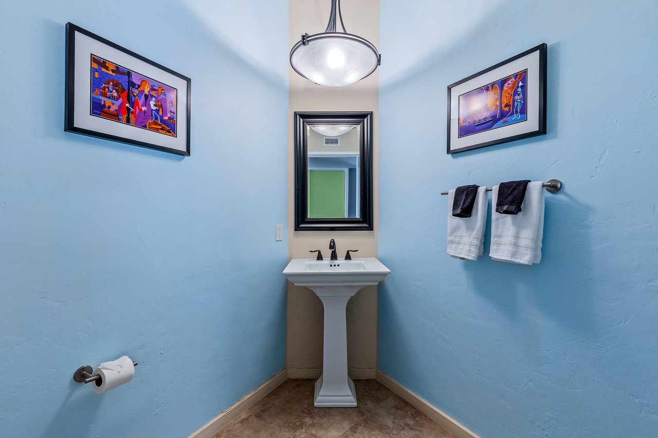 Lovely blue guest bathroom
