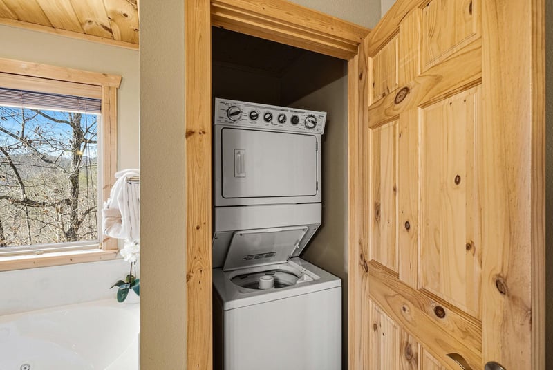 Your own inunit laundry keeps you comfortable throughout your stay, nestled within beautiful natural wood cabinetry.