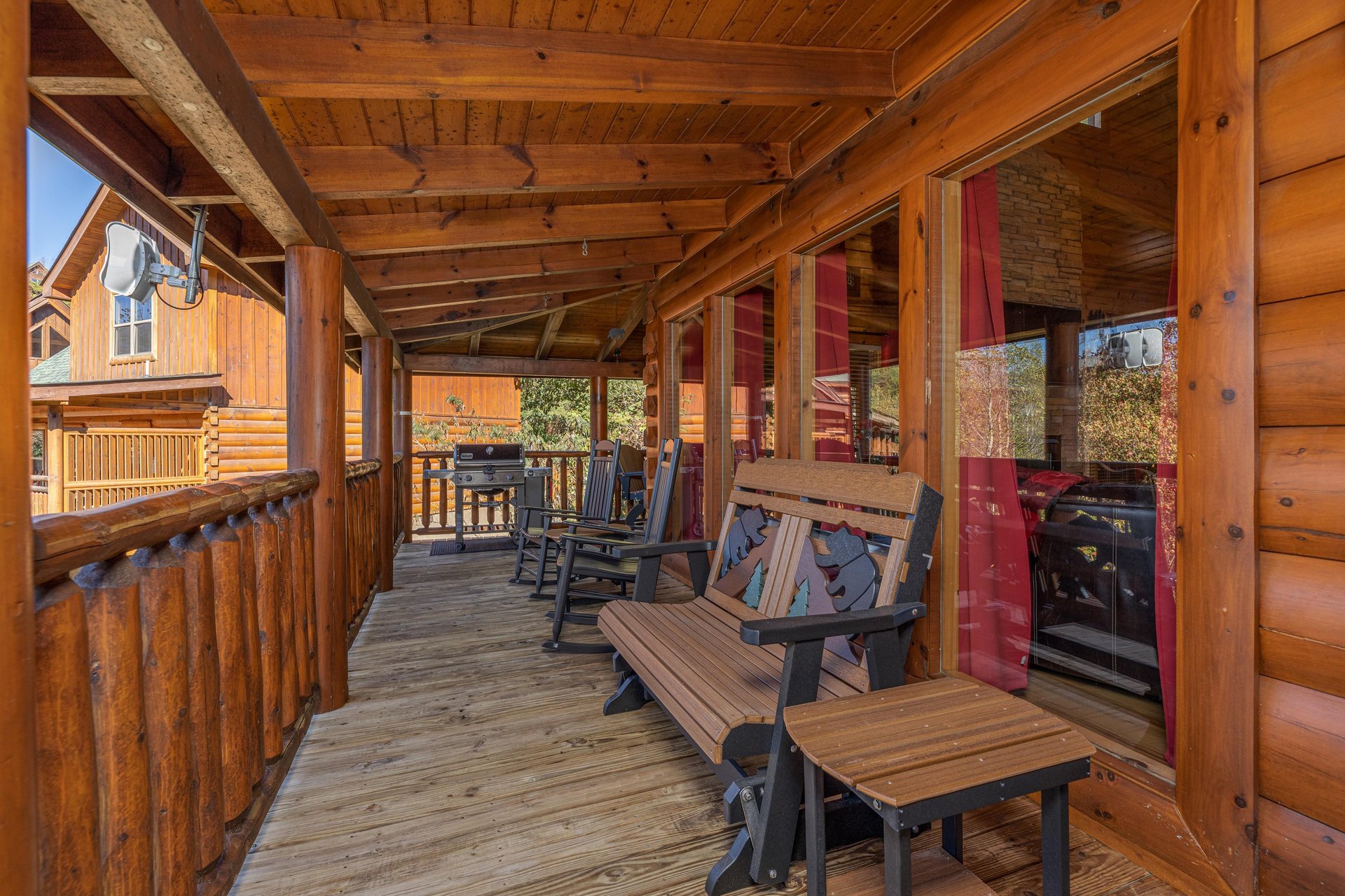 Deck seating at Bears Dont Bluff, a 3 bedroom cabin rental located in Pigeon Forge