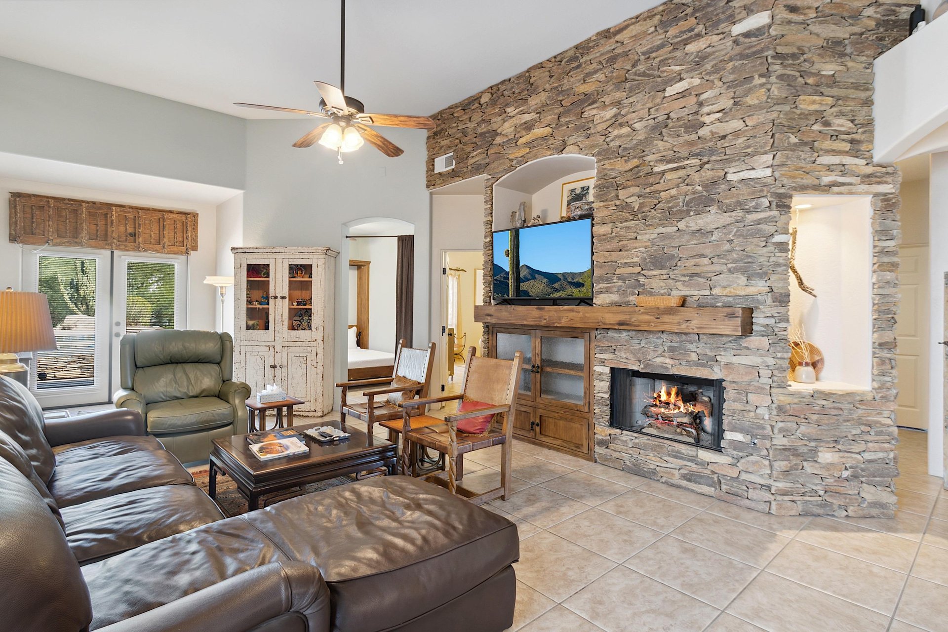 Cozy gas fireplace