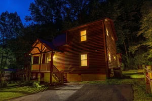 Creekside Dream cabin night view