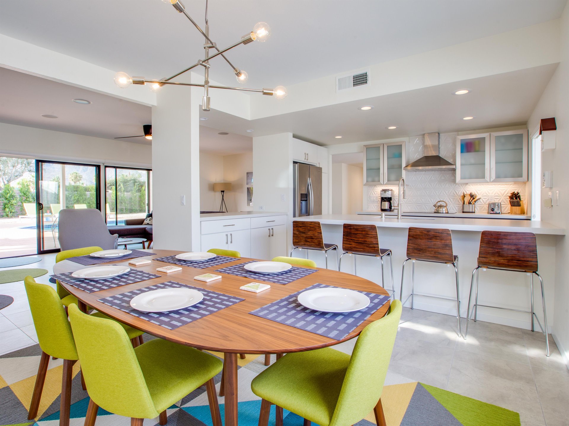 The bright dining area