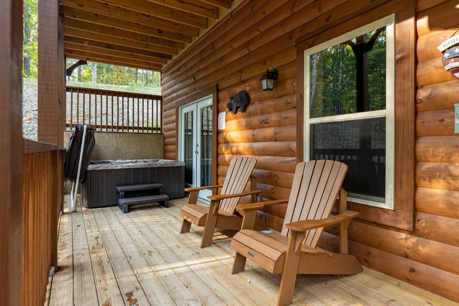Deck chairs with hot tub