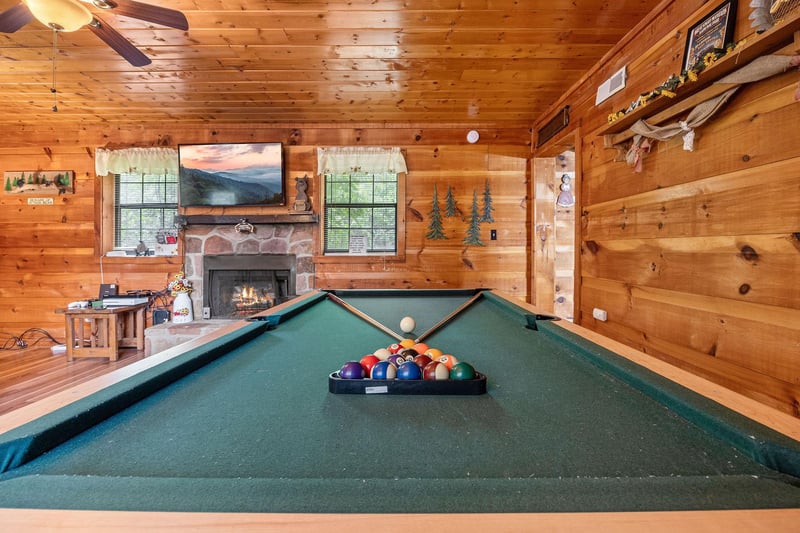 Pool table at Beary Good Time, a 1bedroom cabin rental located in Pigeon Forge