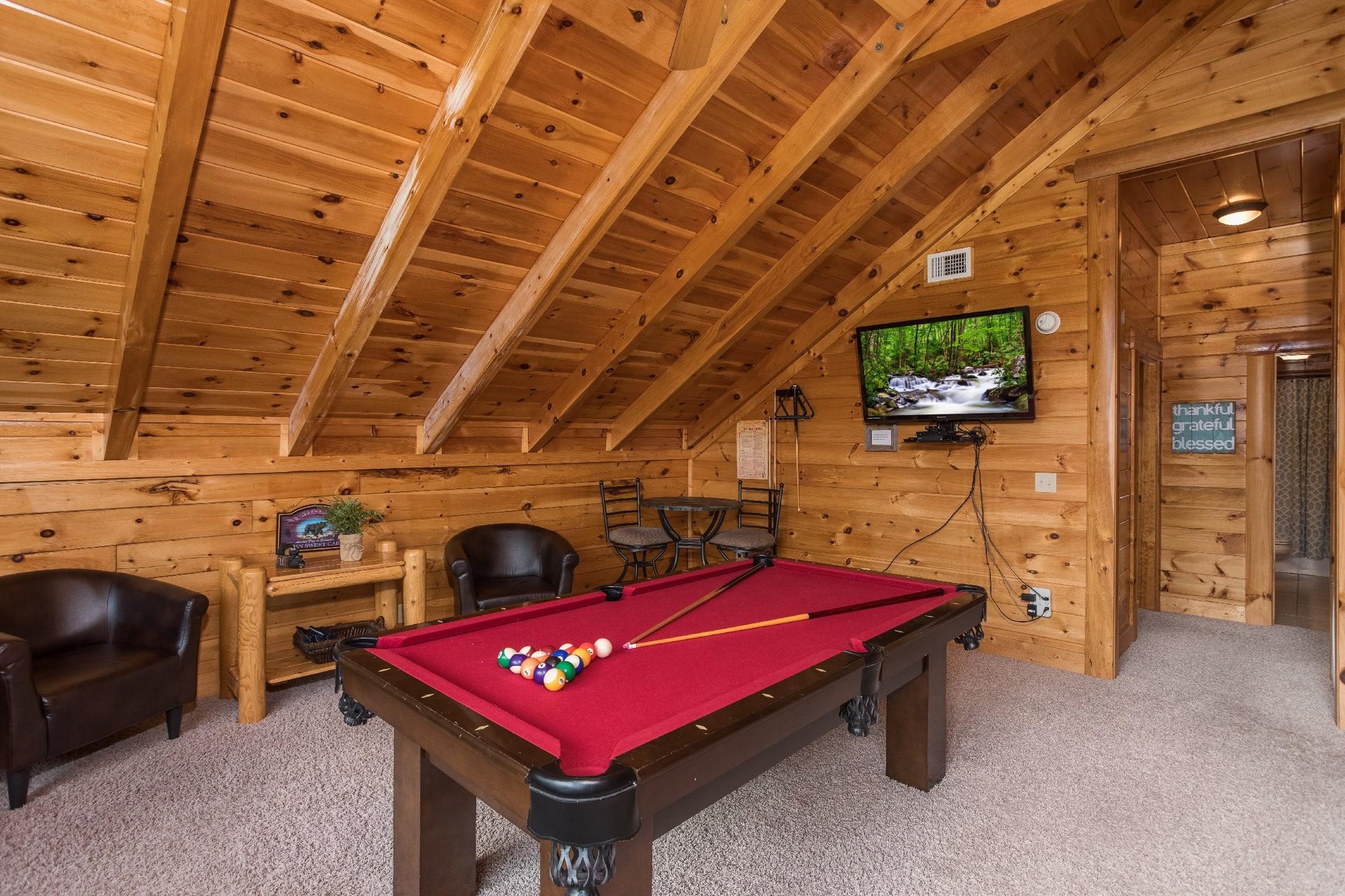 Pool table and television