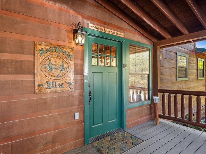 Front door to Mountain Bliss cabin