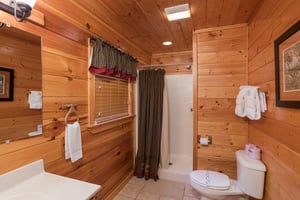 Bathroom with a shower at Kick Back  Relax A 4 bedroom cabin rental located in Pigeon Forge