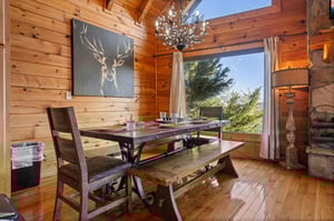 Dining table for eight at Mountain Mama, a 3 bedroom cabin rental located in Pigeon Forge