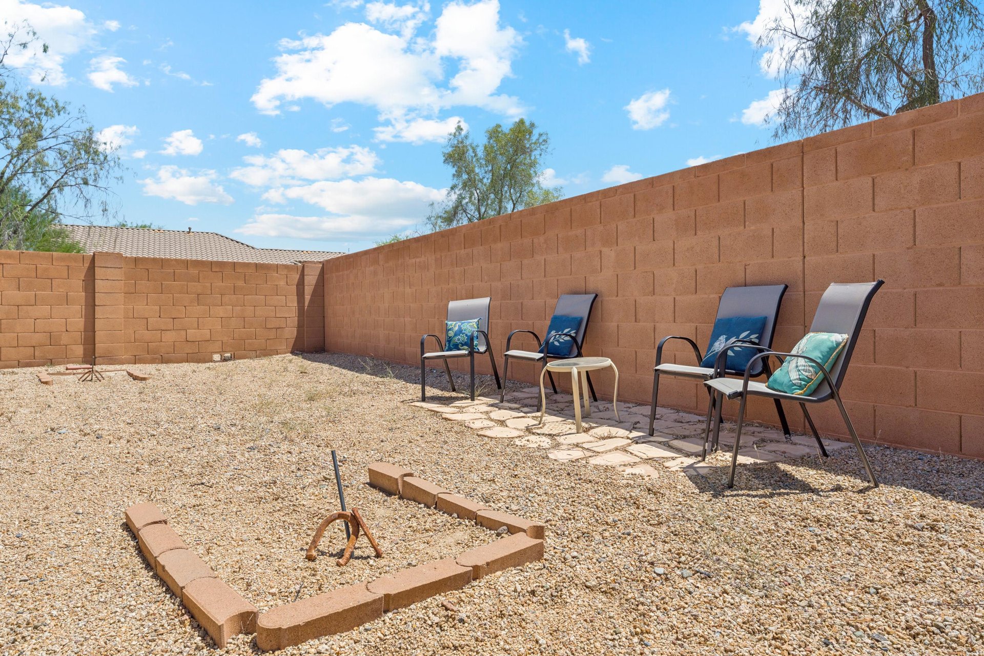 Horseshoe Game in Backyard
