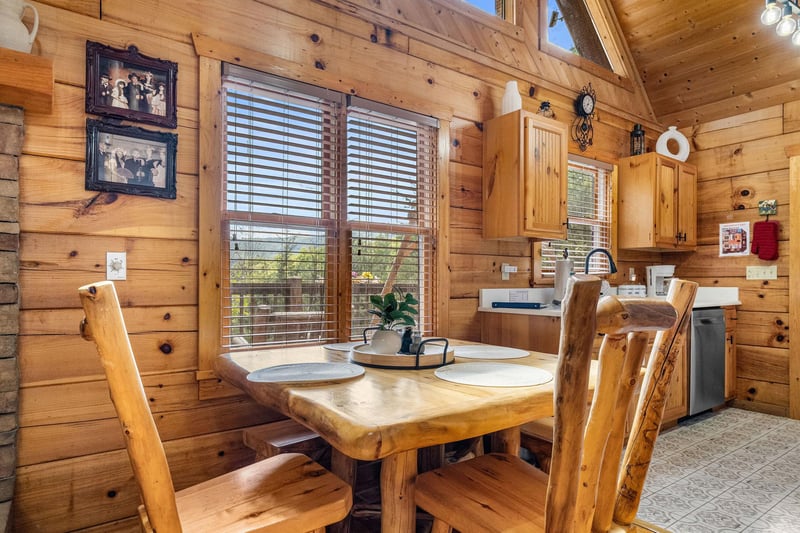 Dining table open to living room  kitchen