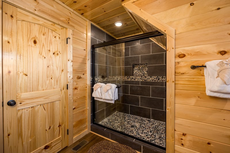 tiled shower