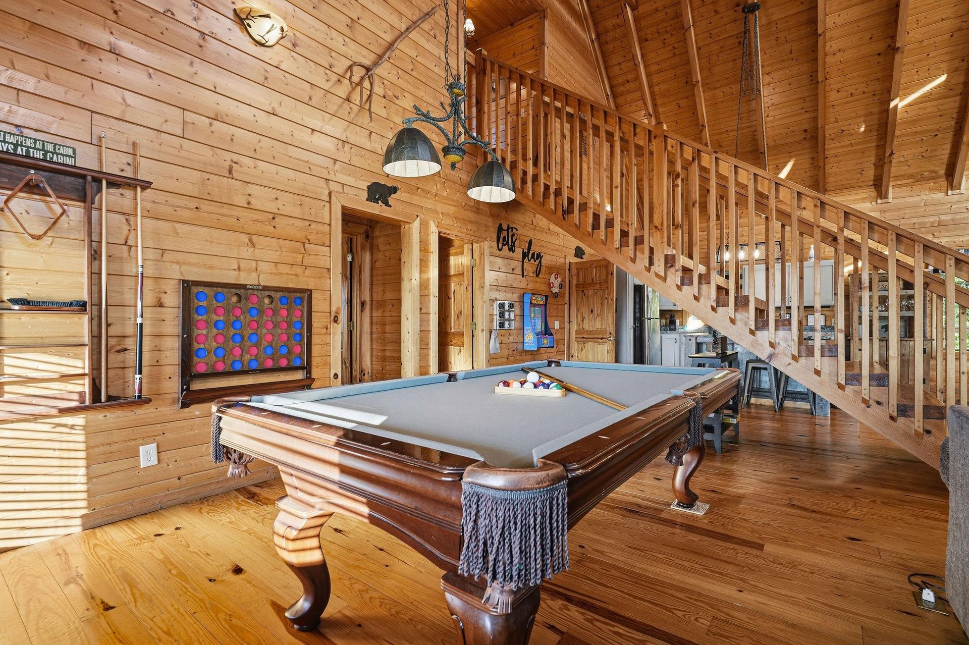 Challenge friends to billiards under the soaring timber ceilings. Rustic charm and open loft views create the perfect space for laughter and friendly competition.