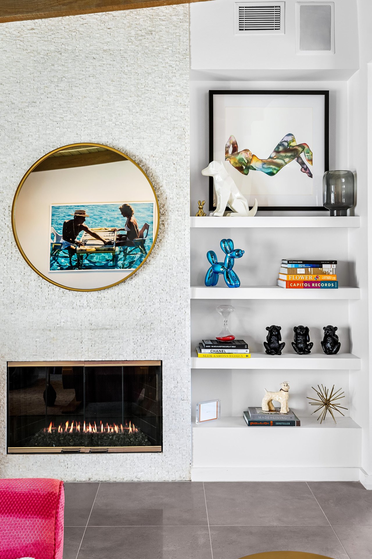 Indoor Lit Up Fireplace