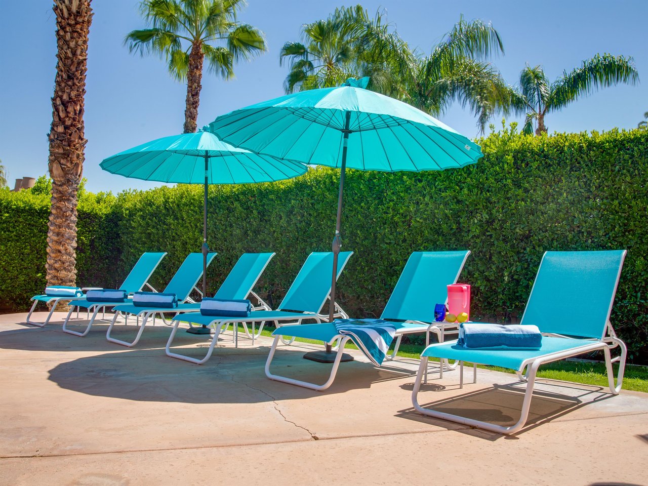 Plenty of poolside chaise lounges