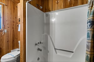 Bathtub with divider wall to toilet