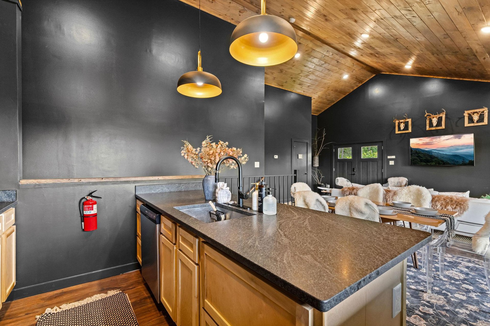 bar with built in sink and dishwasher