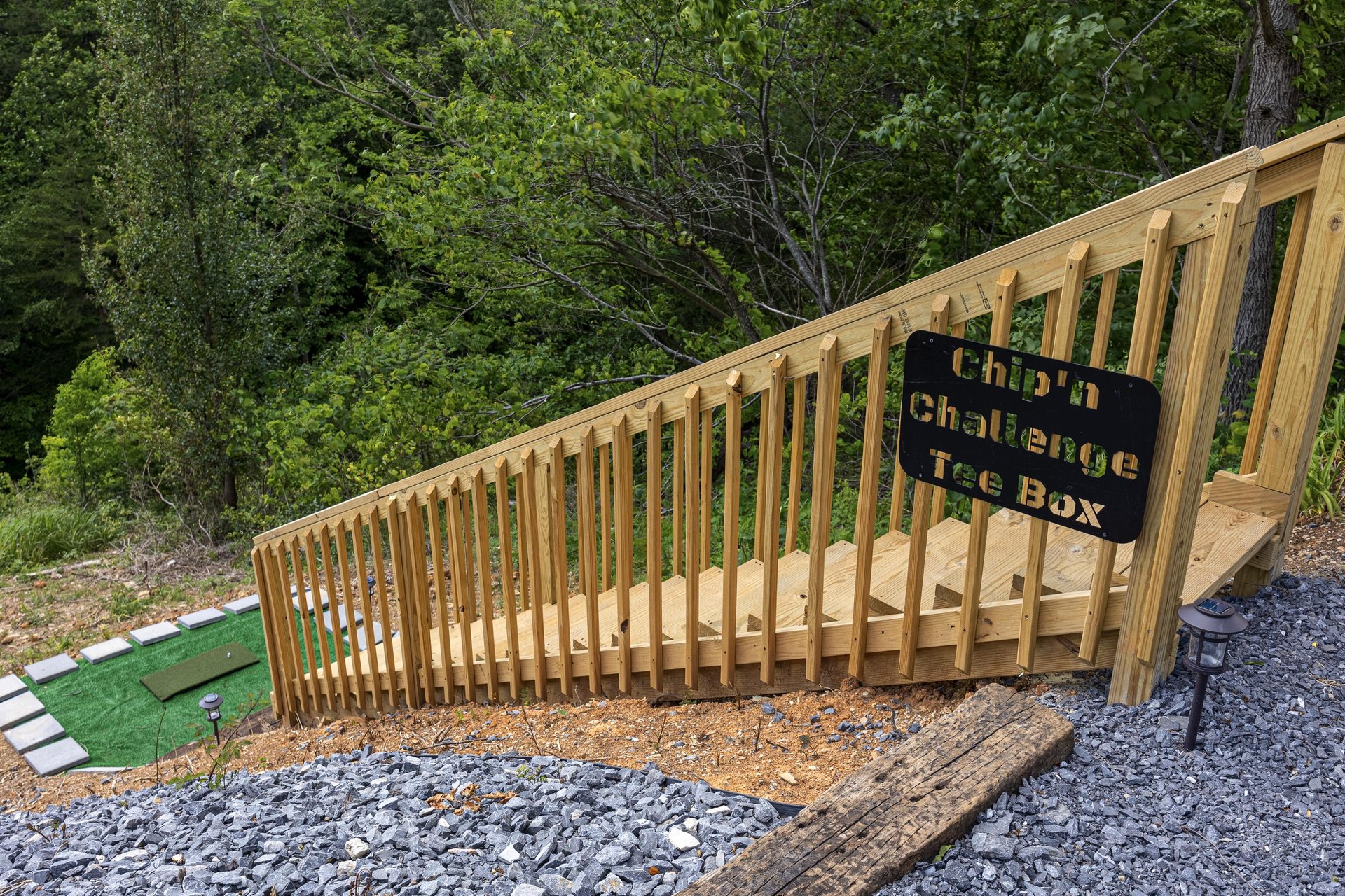 Stairs to chipn challenge tee box