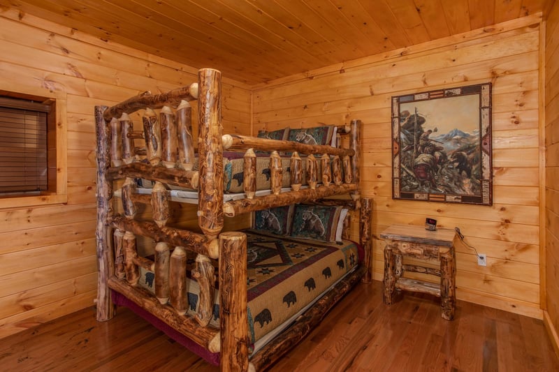 Full over Queen Log Bunk Bed