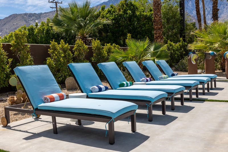 Tons of chaise lounge chairs  enough for the entire family