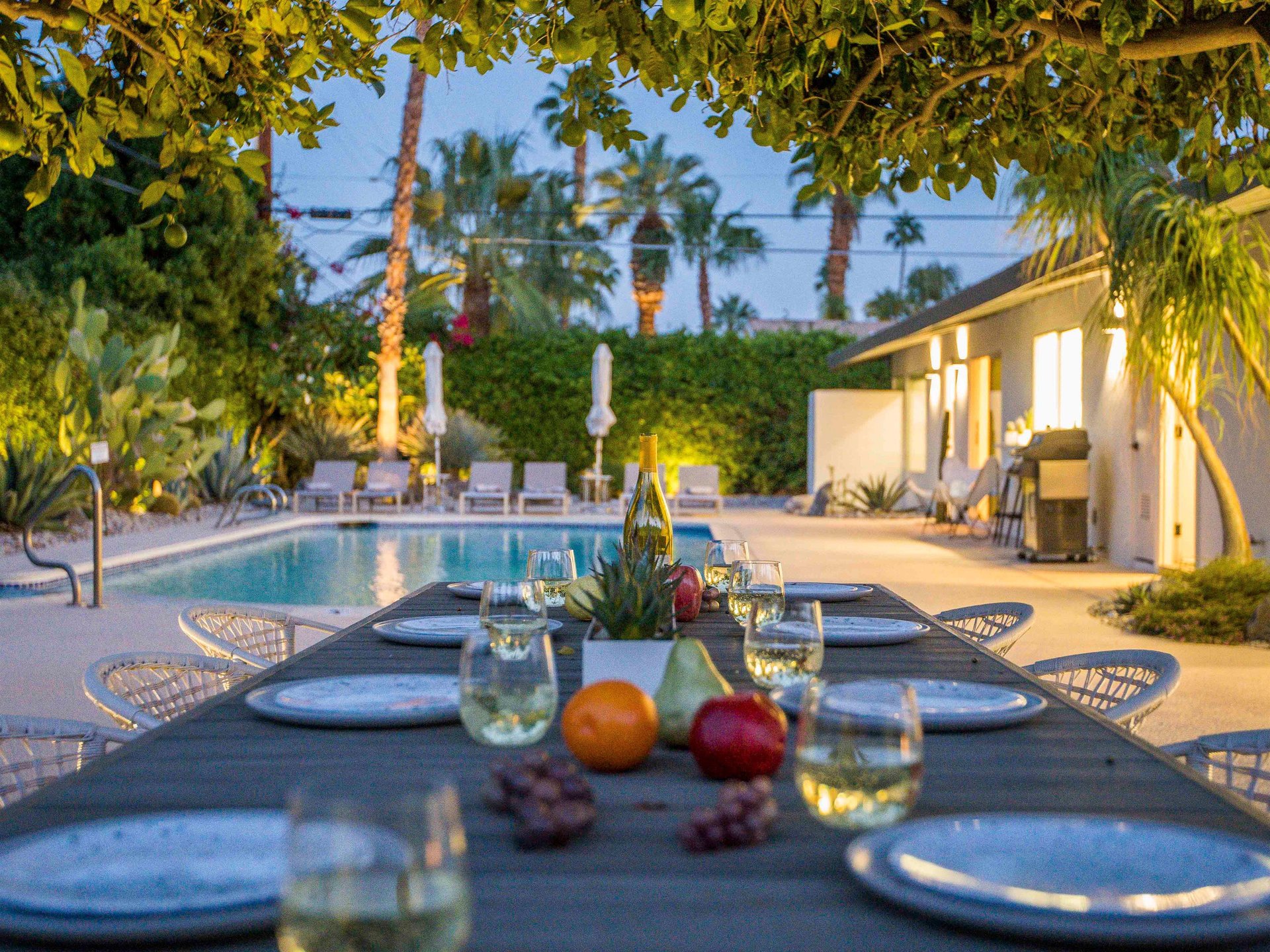 Enjoy dinner by the pool