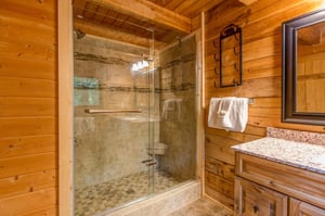 Bathroom with a shower at Cupids Crossing, a 1 bedroom cabin rental located in Pigeon Forge