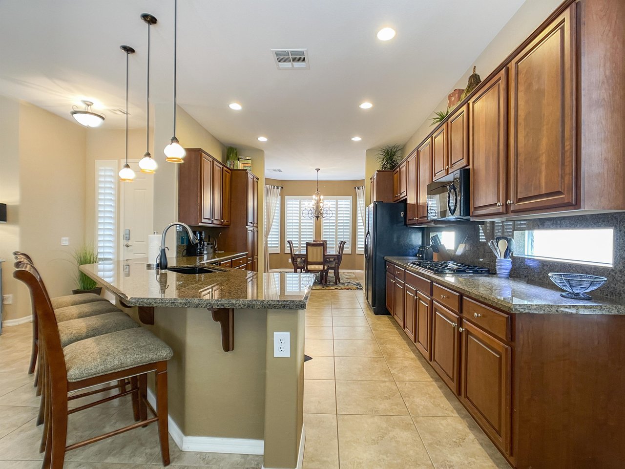 Kitchen toward formal dining area