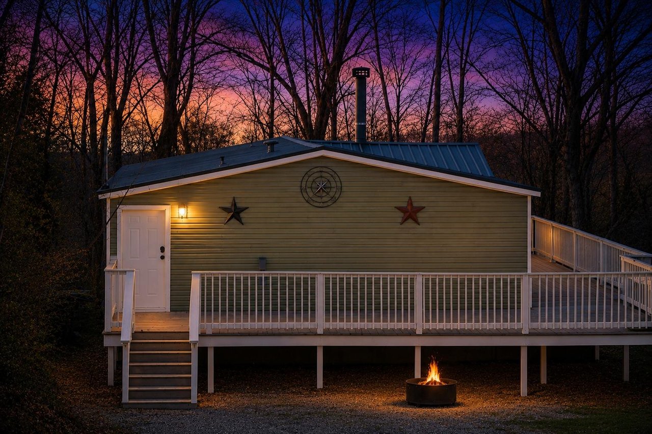 Twilight shot with fire pit
