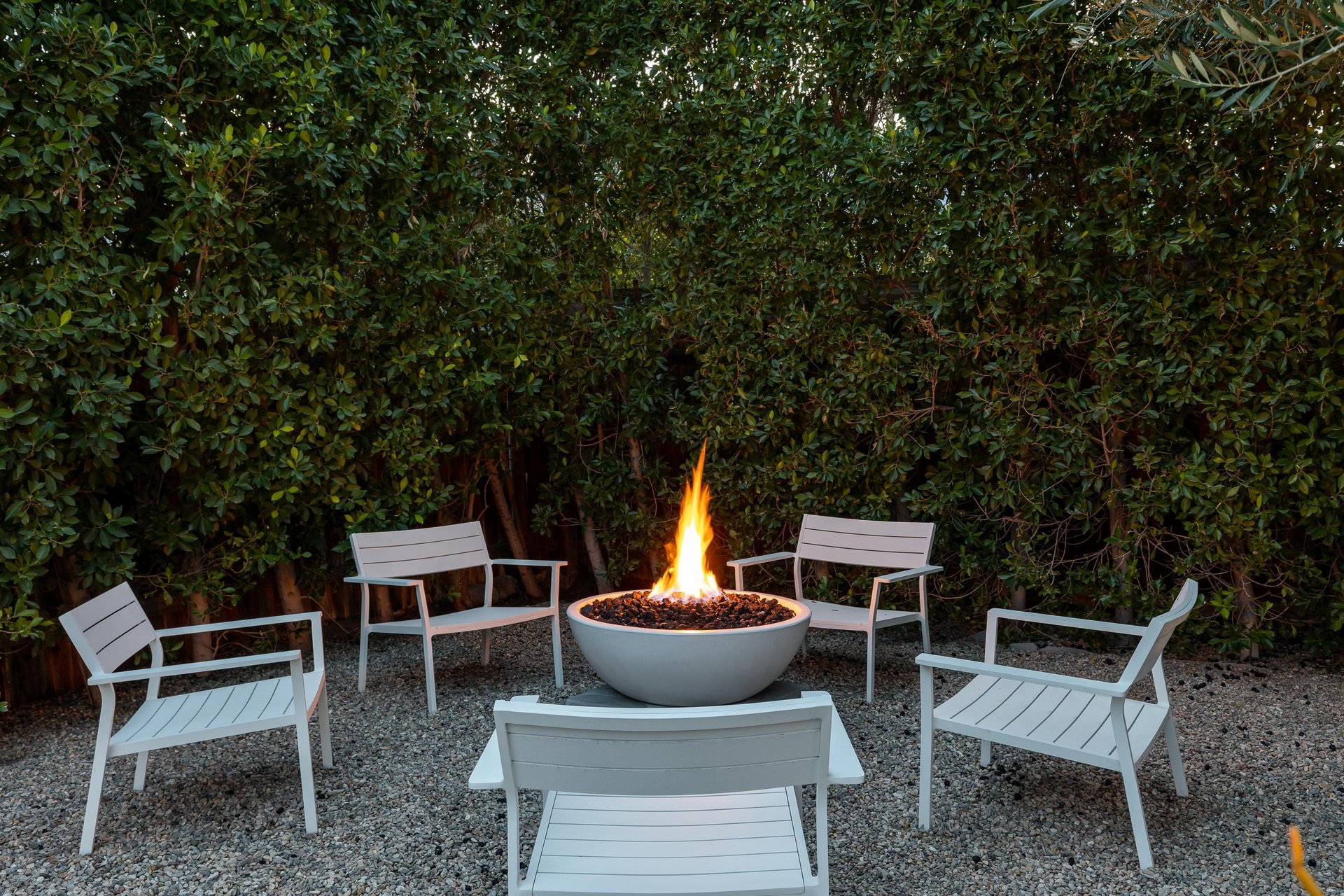 Cozy lit firepit