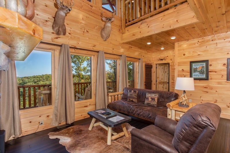 Living room with windows for view