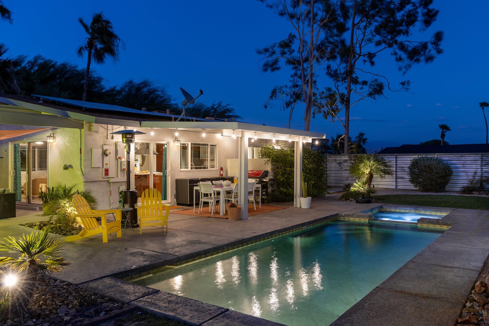 Fully light outdoor dining area