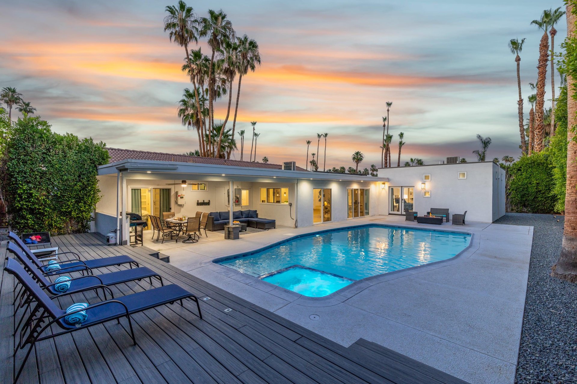 Gorgeous sunsets await while you sit by the sparkling pool