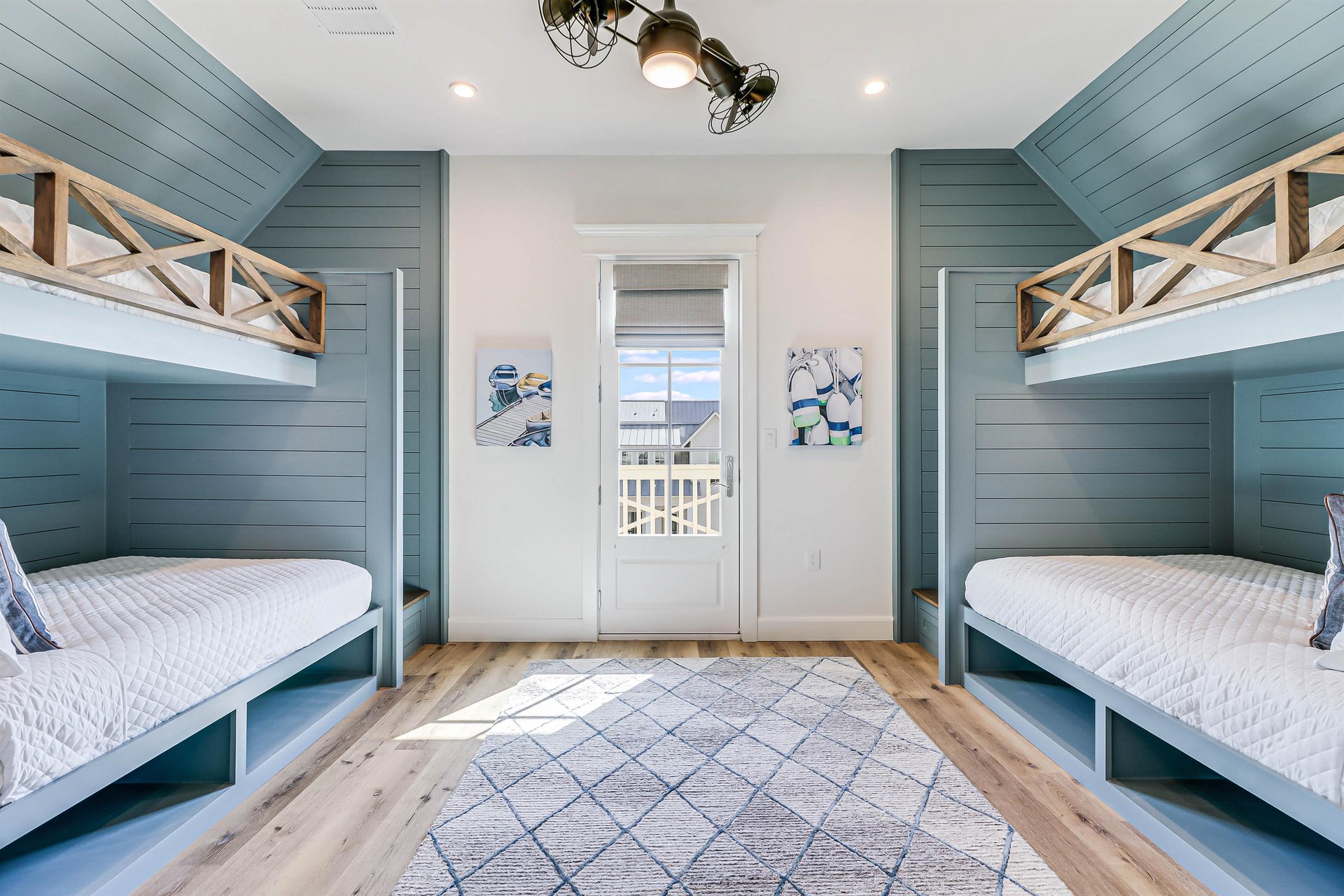 Left Side Bunk Room with TwinOverQueen Bunks Plus Private Bal