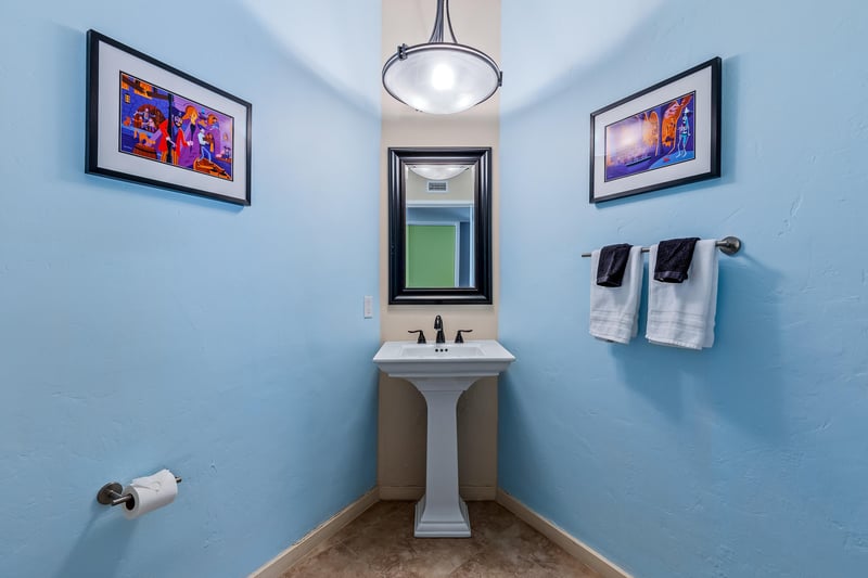 Lovely blue guest bathroom