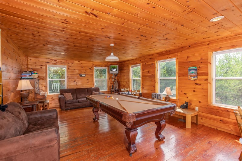 Pool table at Black Bear Ridge, a 3bedroom cabin rental located in Pigeon Forge