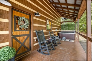 Deck rocking chairs with hot tub