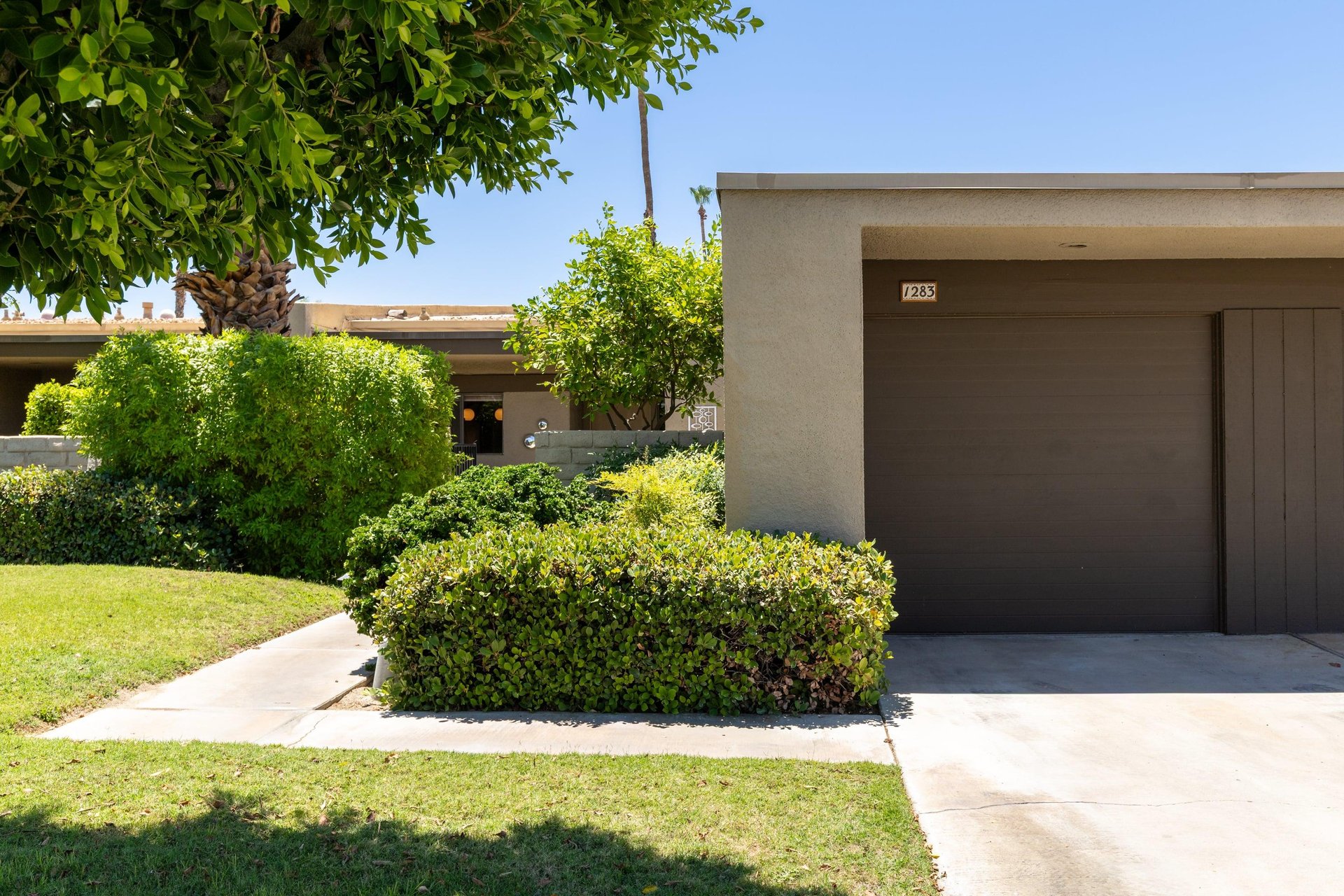 Front walkway and garage.