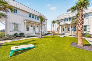 Communal lawn with games.