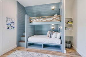 Left Side Bunk Room with TwinOverQueen Bunks Plus Private Bal