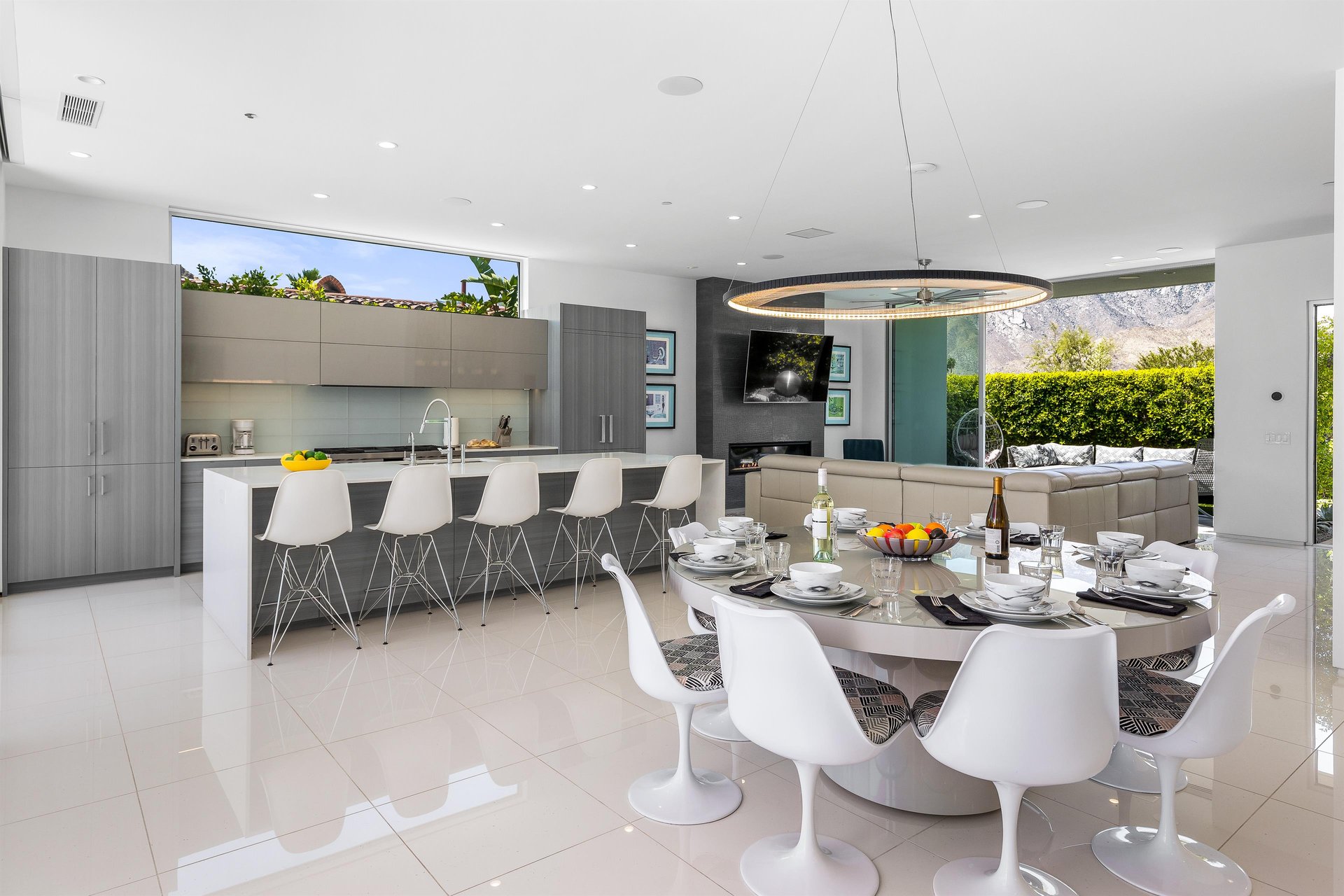 Spacious indoor dining