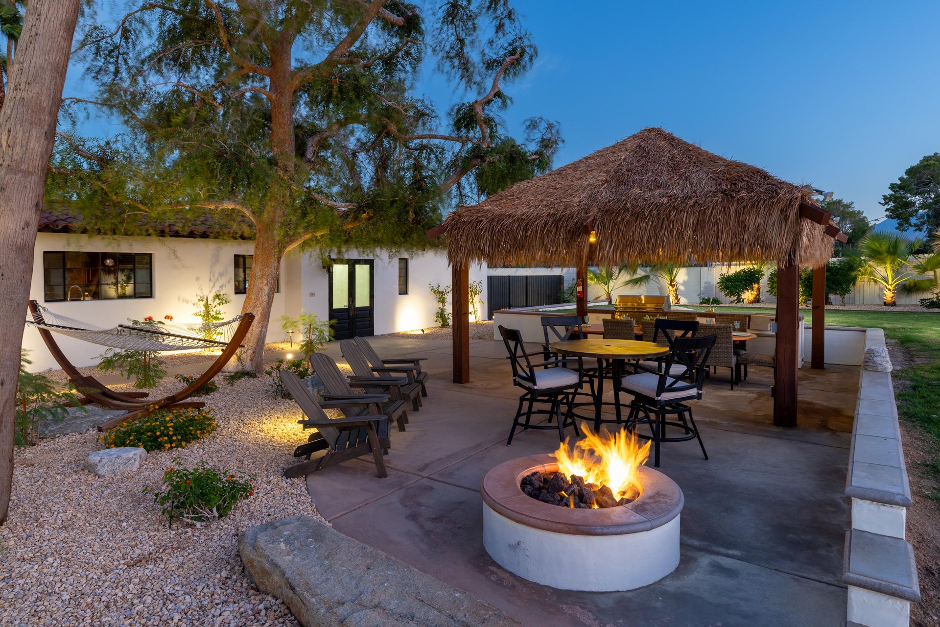 Gather around the firepit with a glass of wine