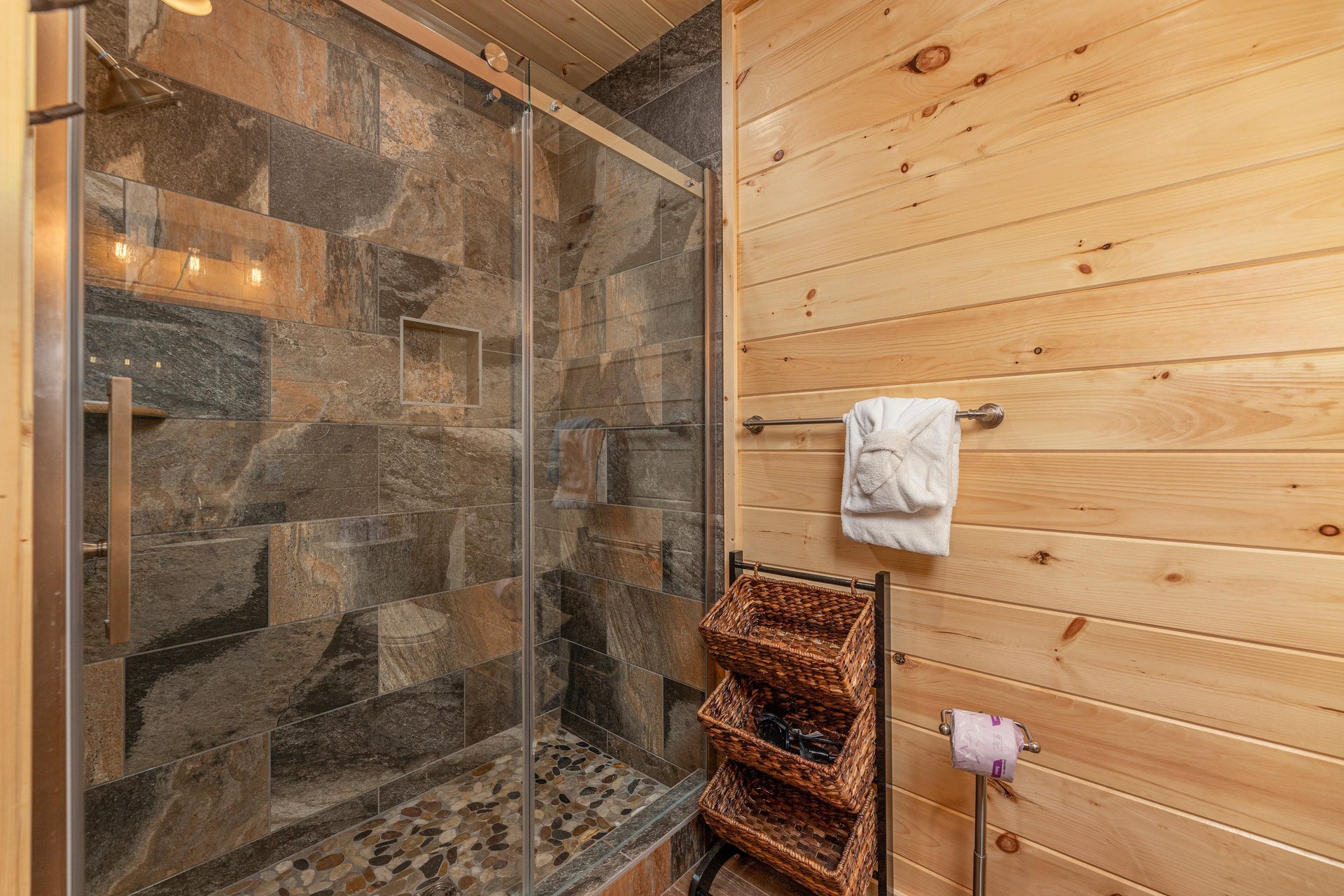 walk in shower with glass door