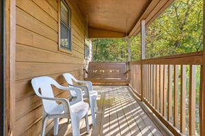 Deck bench swing and chairs
