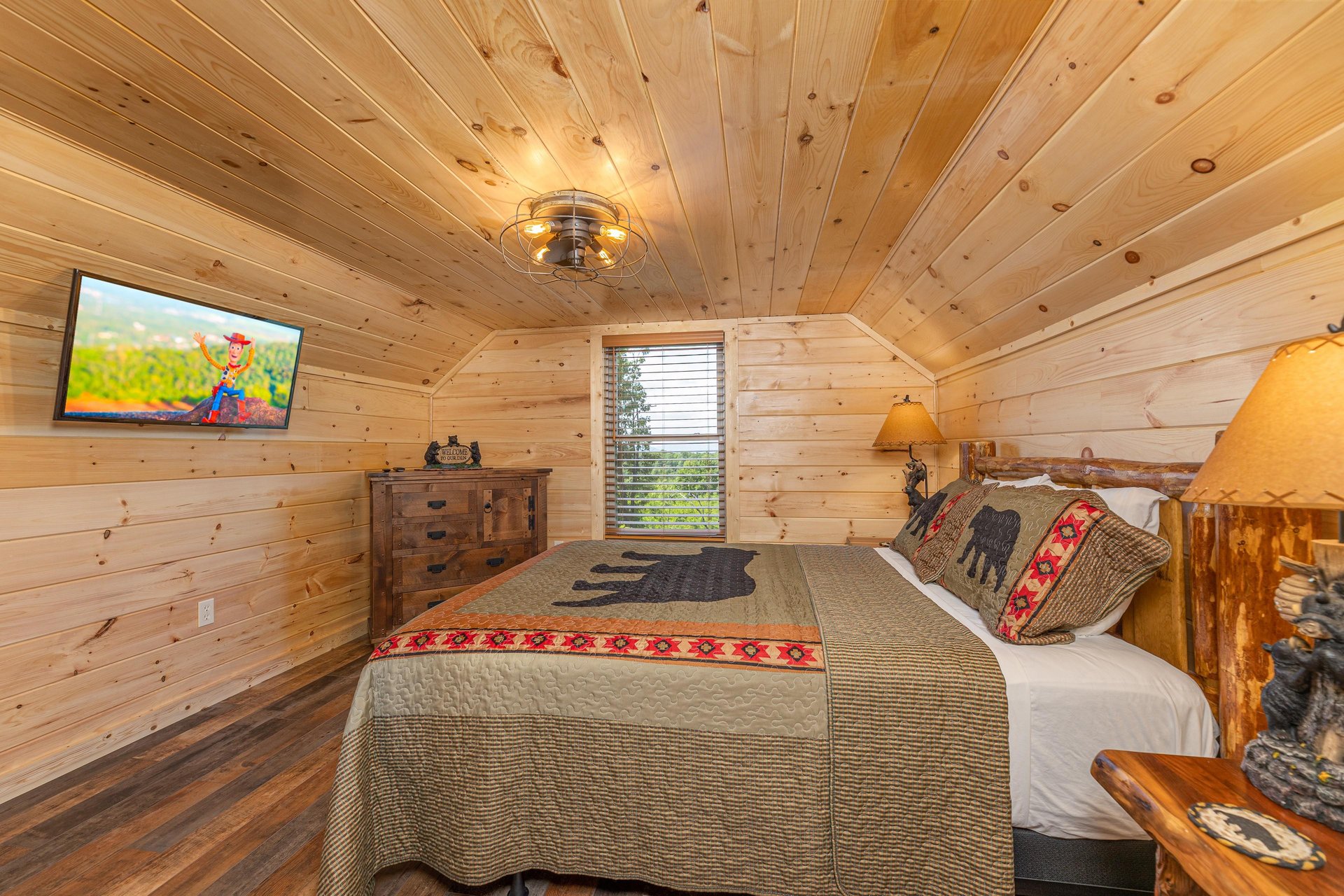 Queen bed with window